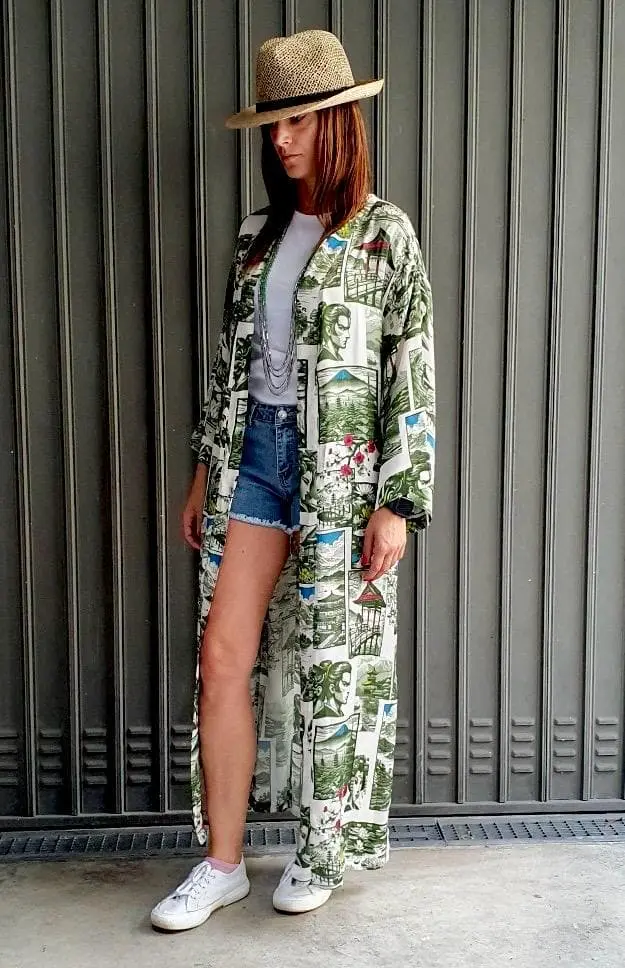 Kimono Loto Verde Lungo