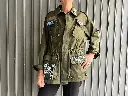 Giacca Militare Manga Ecru