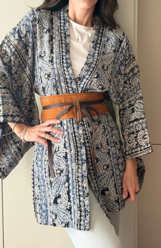 Haori stampato motivi cashmire