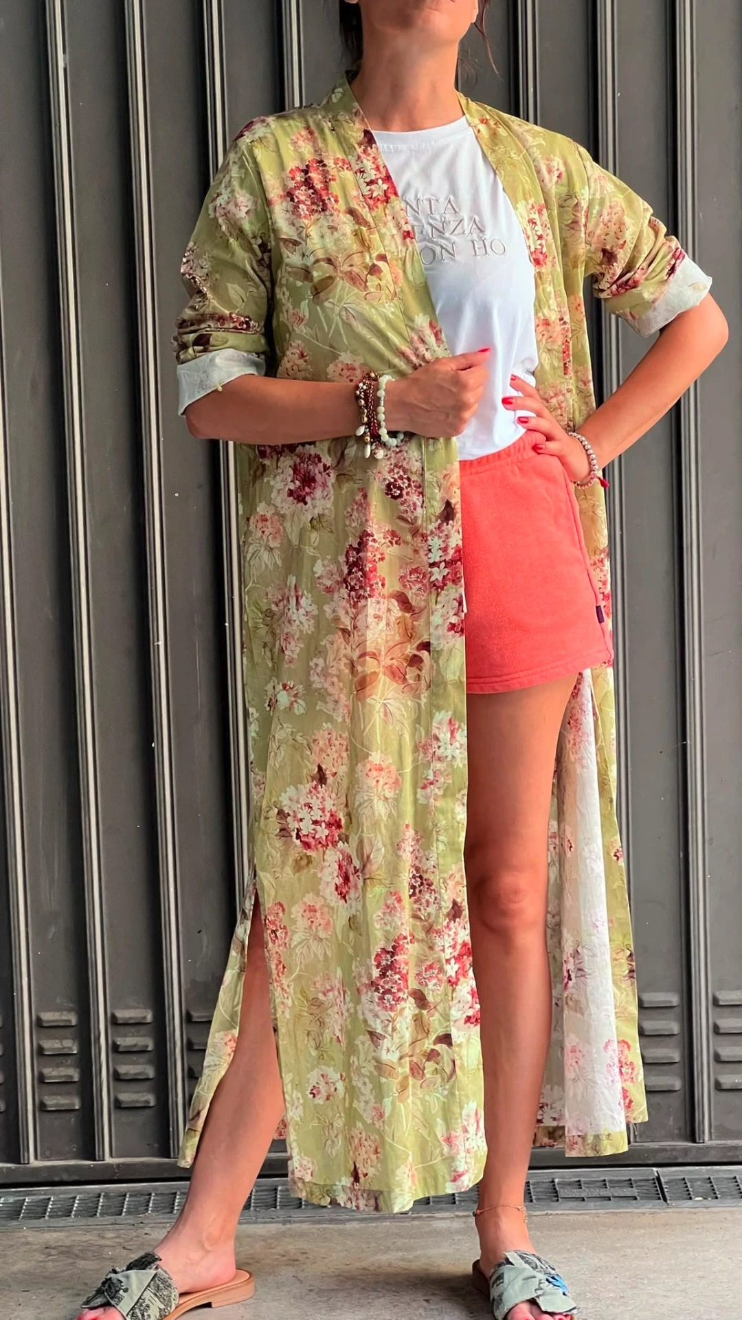 [74KFL-SM] Kimono Floreale Lime