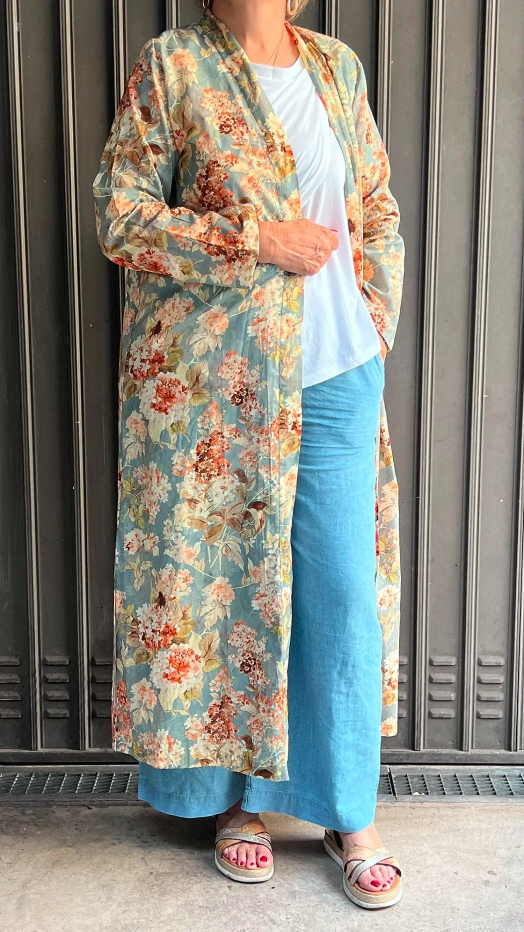 [73KFA-LXL] Kimono Floreale Azzurro
