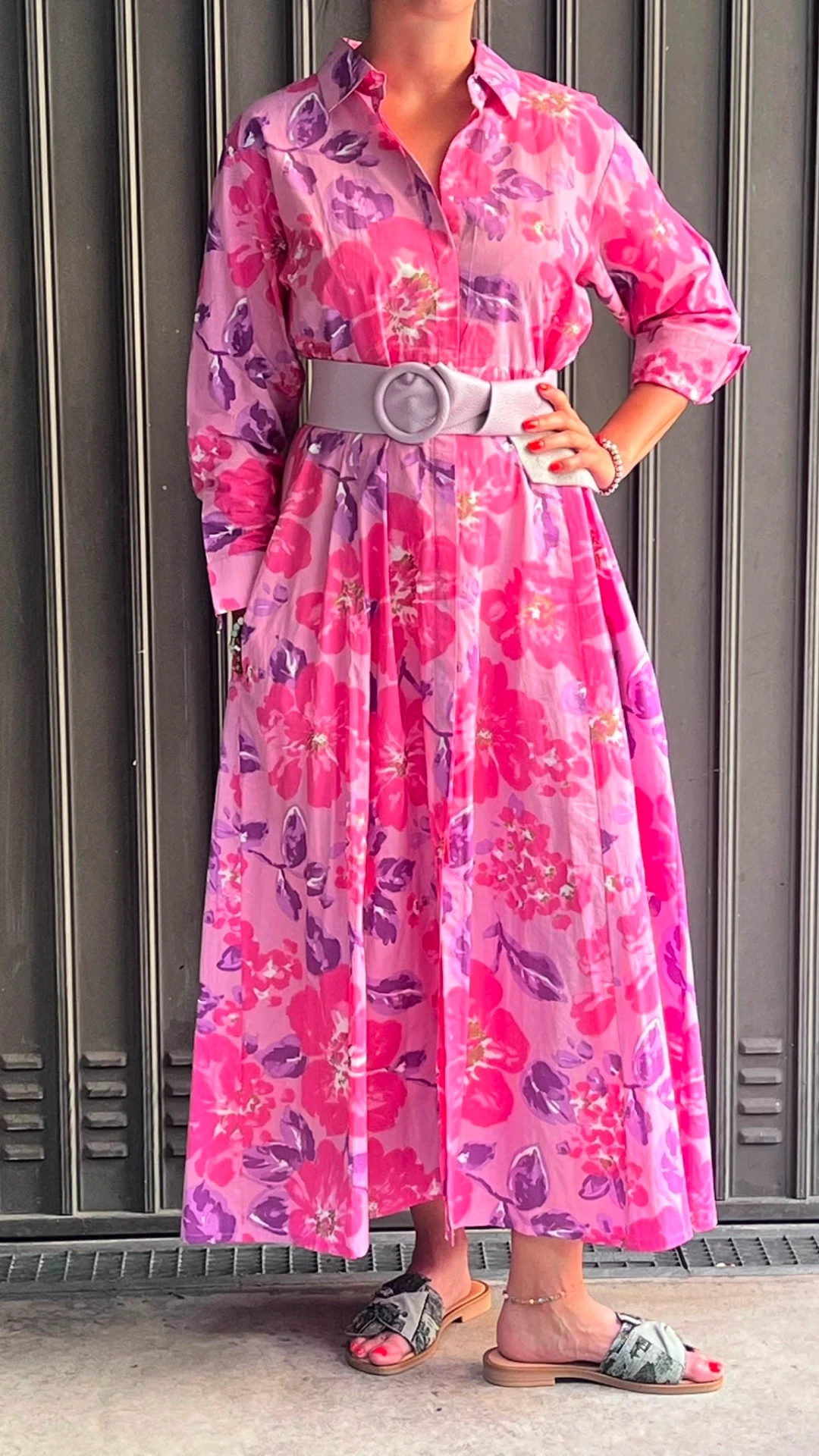 Abito Floreale Fucsia