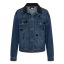 Giacca in jeans con strass e collo in velluto