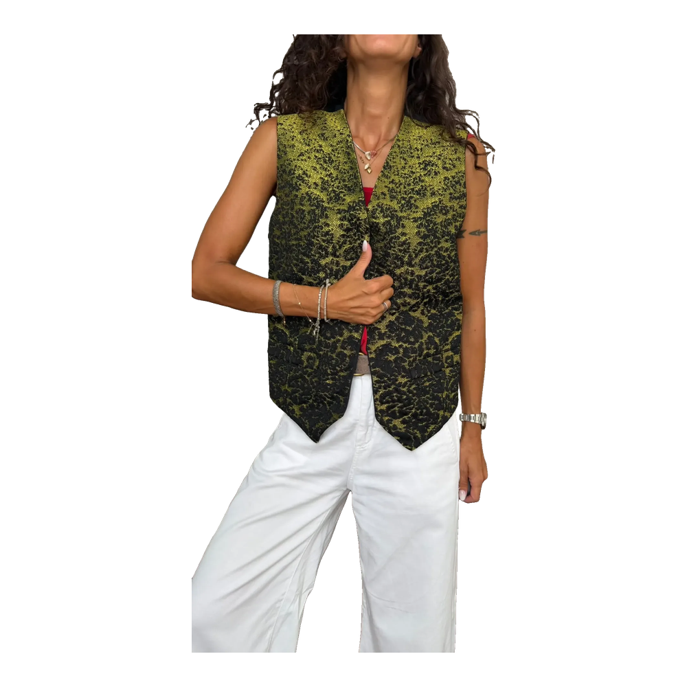 Gilet Jacquard Sfumato Verde Oliva