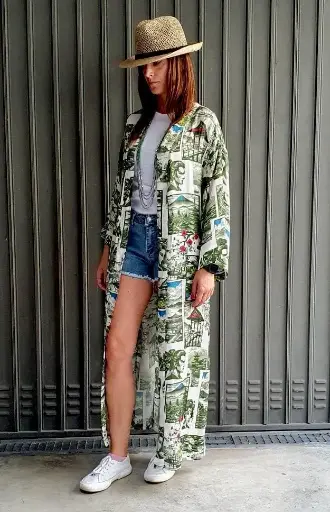 [36KLVL] Kimono Loto Verde Lungo