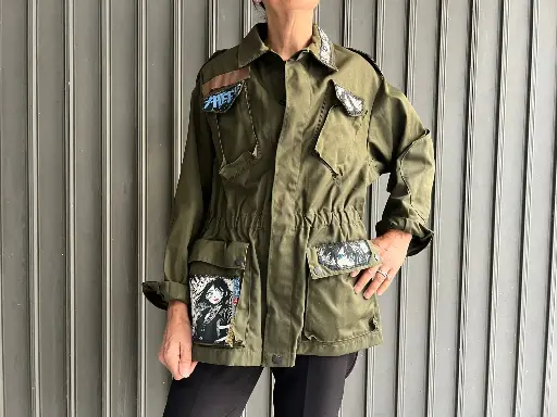 [55GMME] Giacca Militare Manga Ecru