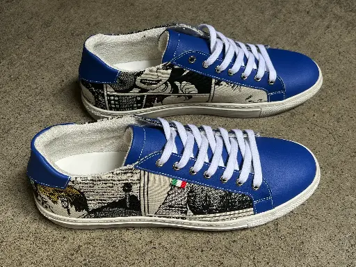 [3CNE45] Comics Sneaker Navy Ecru
