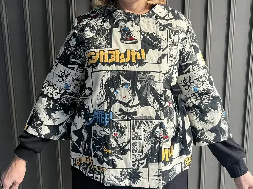 [20KSME-O] Kimono Sakura Manga Ecru